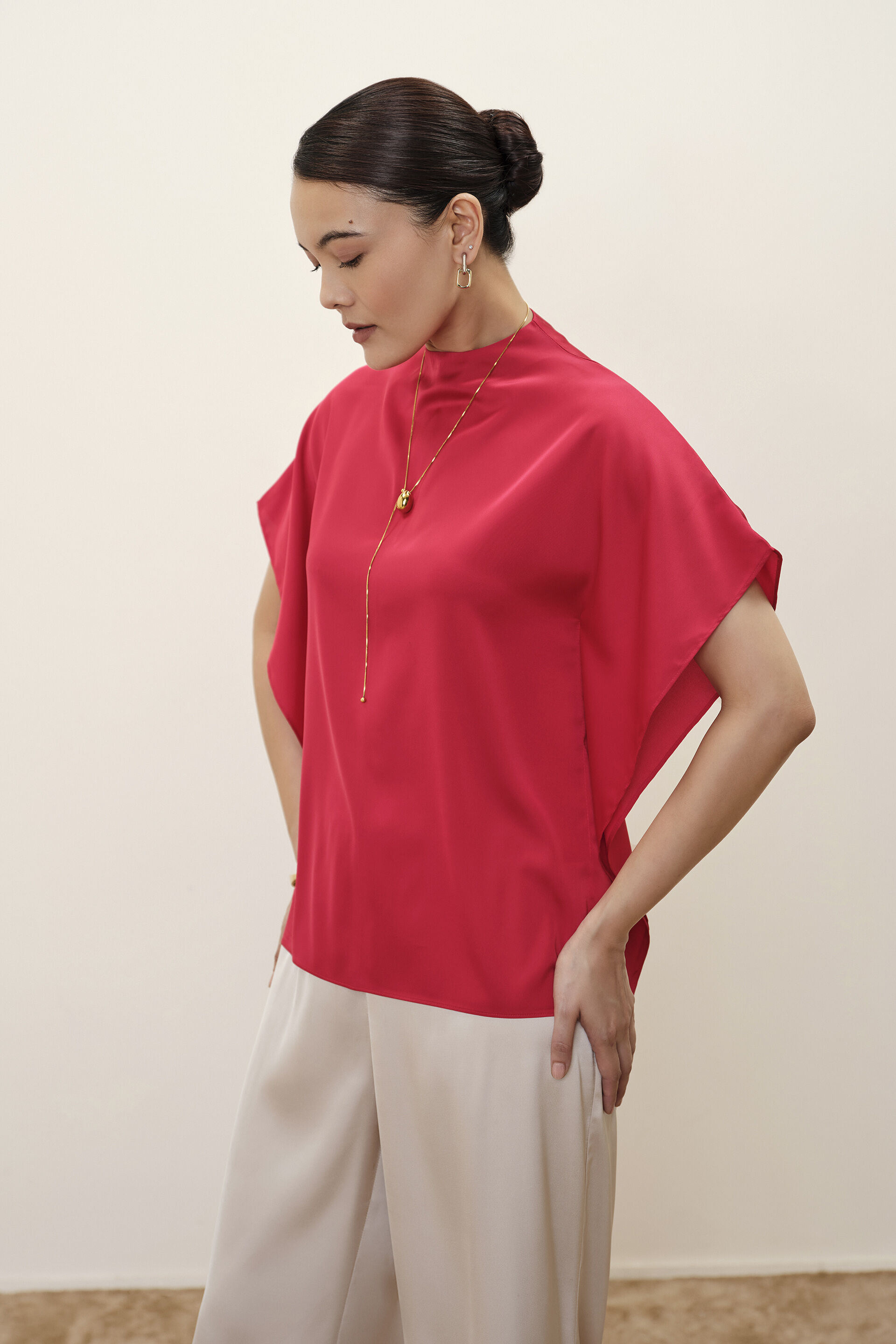 Rose Red Kaftan Top, Red, image 3